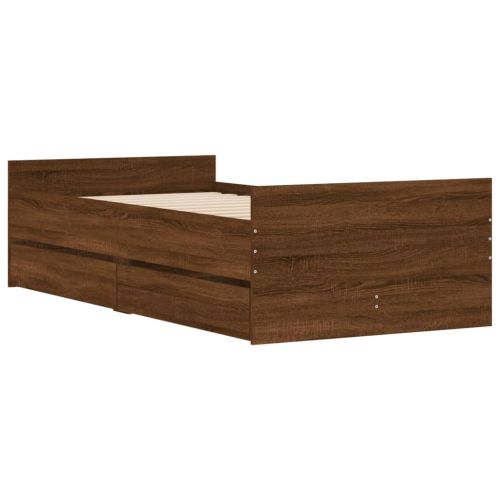 Рамка за легло с чекмеджета кафяв дъб 75x190 см Small Single