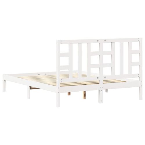 Рамка за легло, бяла, дърво масив, 150x200 cм, King Size