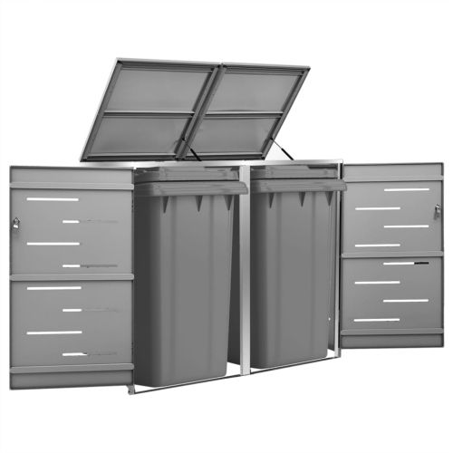 Двоен навес за кофа за смет 138x77,5x112,5 см инокс