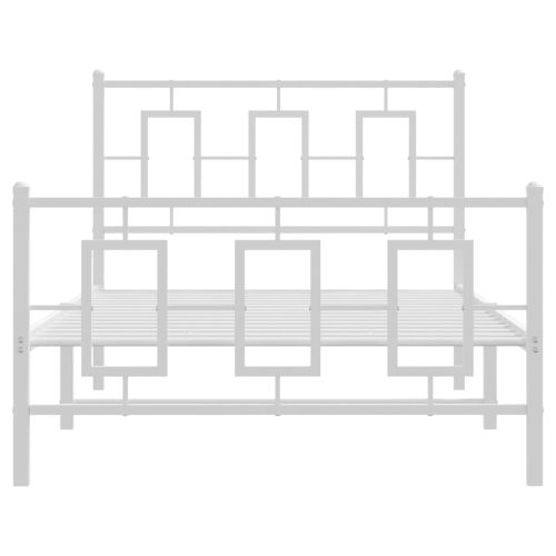Метална рамка за легло с горна и долна табла, бяла, 100x200 см