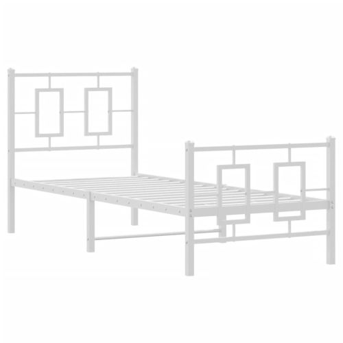 Метална рамка за легло с горна и долна табла, бяла, 80x200 см