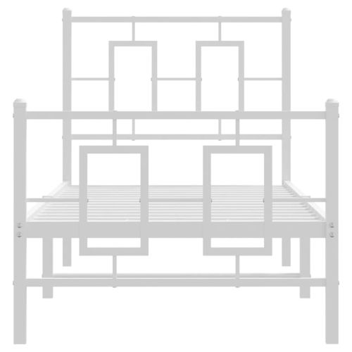 Метална рамка за легло с горна и долна табла, бяла, 80x200 см
