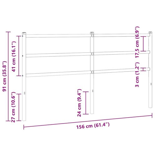 Метална резервна табла за легло, бяла, 150 см