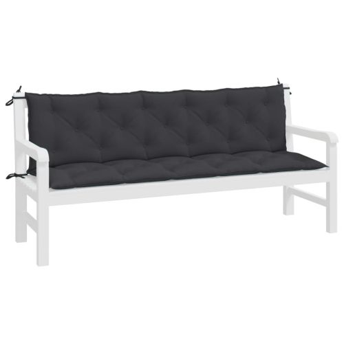 Възглавници за градински пейки 2 бр черно 180x50x7 см плат