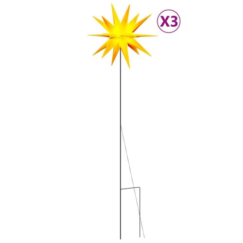 Коледни лампи с шипове, 3 бр, LED, сгъваеми, жълта, 35 см