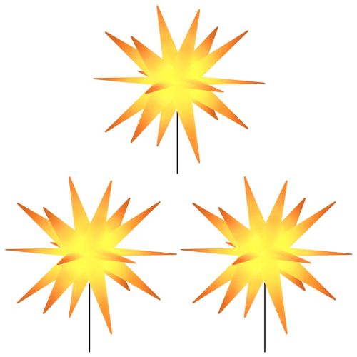 Коледни лампи с шипове, 3 бр, LED, сгъваеми, жълта, 35 см