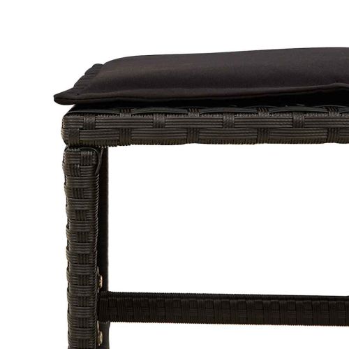 Градински комплект с възглавници 17 части полиратан черен