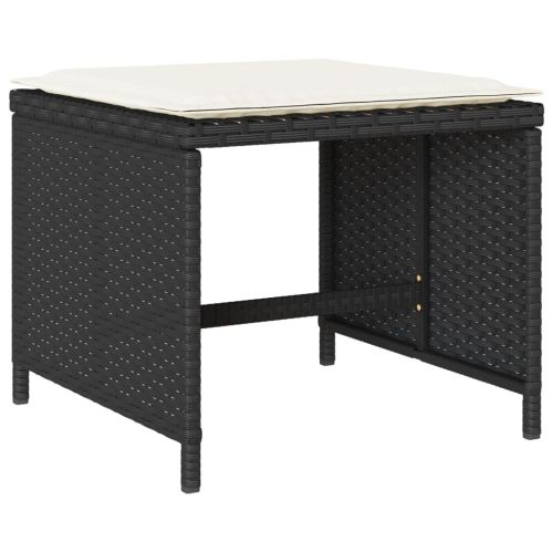 Градински трапезен комплект възглавници 9 части черен полиратан