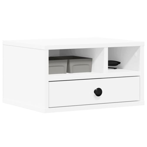 Стойка за принтер, бяла, 40x32x22,5 см, инженерно дърво