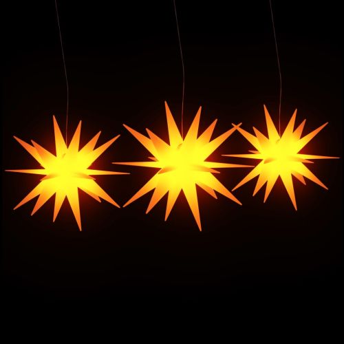 Коледни лампи с LED, 3 бр, сгъваеми, жълти
