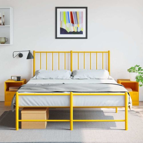 Нощни шкафчета 2 бр горчица жълто 34,5x39x44 см стомана