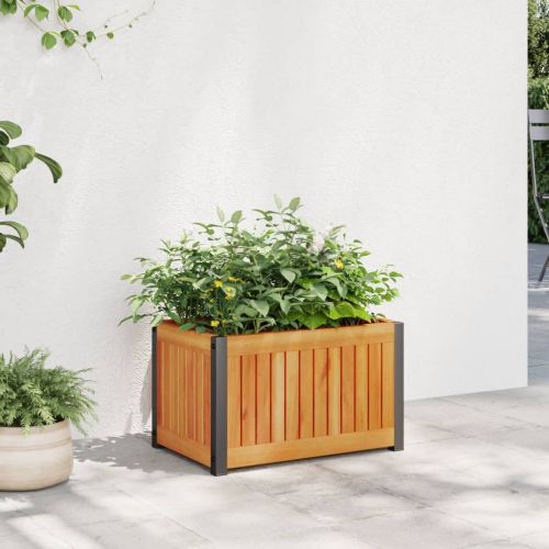 Градинска кашпа 45x30x27,5 см масивна акация и стомана