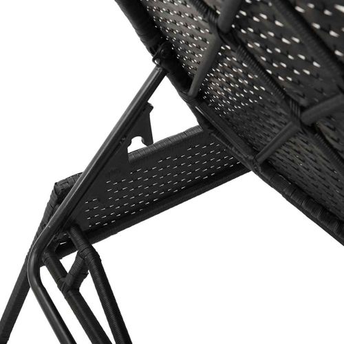 Шезлонги с възглавници, 2 бр, черни, полиратан