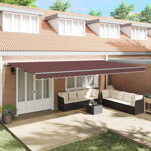 Автоматично прибираща се тента, кафяв, 600x300 см
