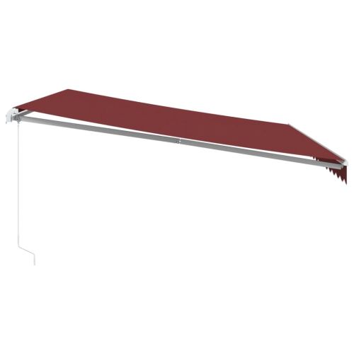 Ръчно прибираща се тента с LED, бордо, 450x350 см
