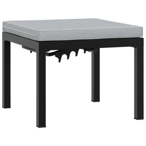 Комплект градински диван от 4 части с възглавници черен стомана