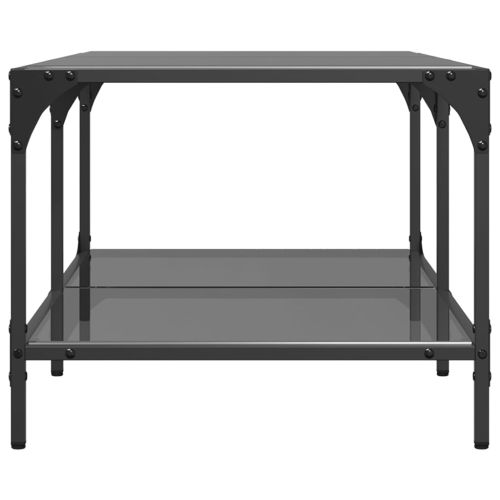 Маса за кафе с черен стъклен плот 98,5x50x40 см стомана