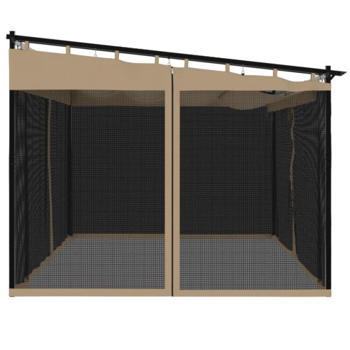 Беседка с мрежести стени, таупе, 4x3 м, стомана
