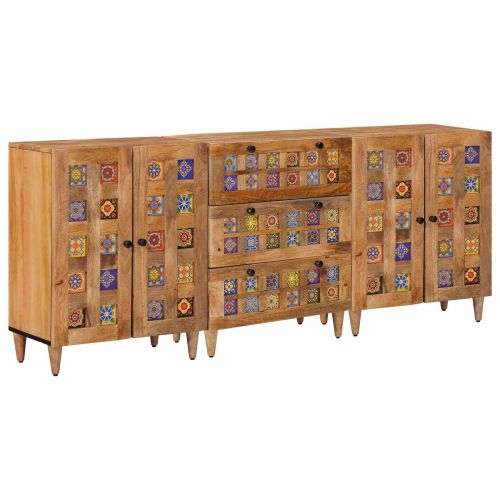 Служебен шкаф 3 бр. 60 x 33,5 x 75 см Солидно мангово дърво