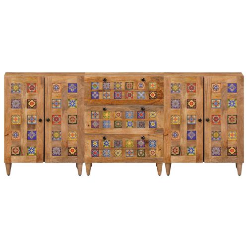 Служебен шкаф 3 бр. 60 x 33,5 x 75 см Солидно мангово дърво