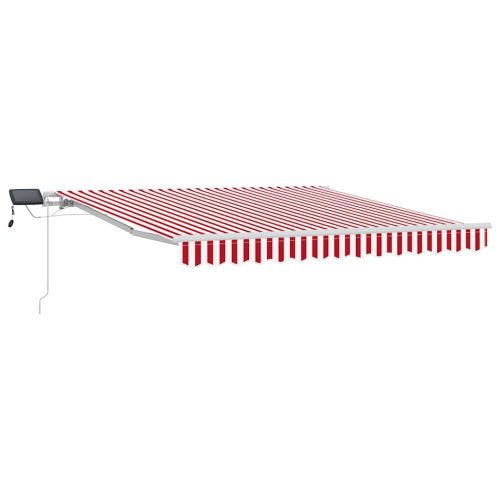 Прибираща се тента Червено и бяло 300 x 250 cm Тъкан и алуминий