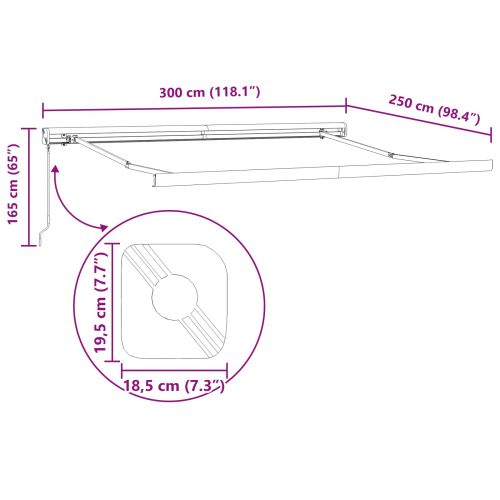 Прибираща се тента Червено и бяло 300 x 250 cm