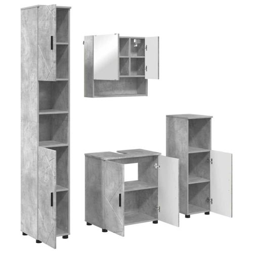 Комплект мебели за баня 4 бр. Циментено сиво 61 x 35 x 64 см