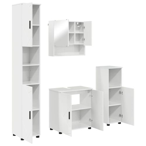 Комплект мебели за баня 4 бр. Лъскаво бяло 61 x 35 x 64 см