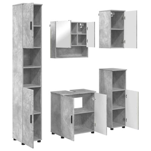 Комплект мебели за баня Монтиране на стена 5 pcs Циментено сиво