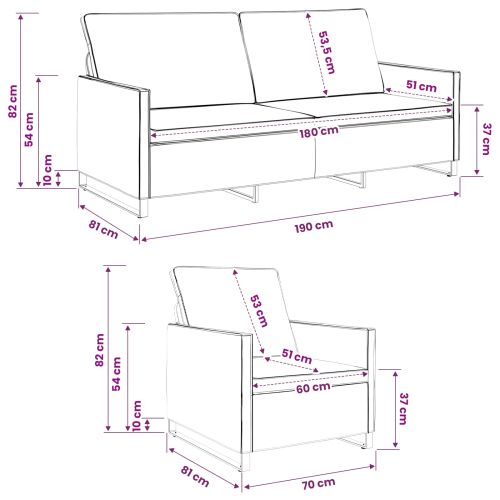 Комплект дивани 2 pcs Тъмносиво Изкуствен велур