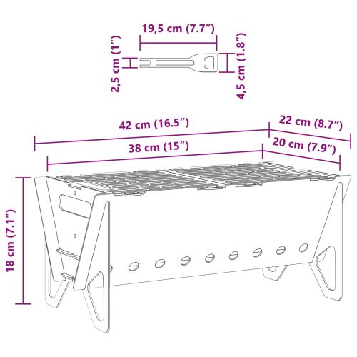 Къмпинг огнище 42 x 22 x 18 см Неръждаема стомана Сребристо