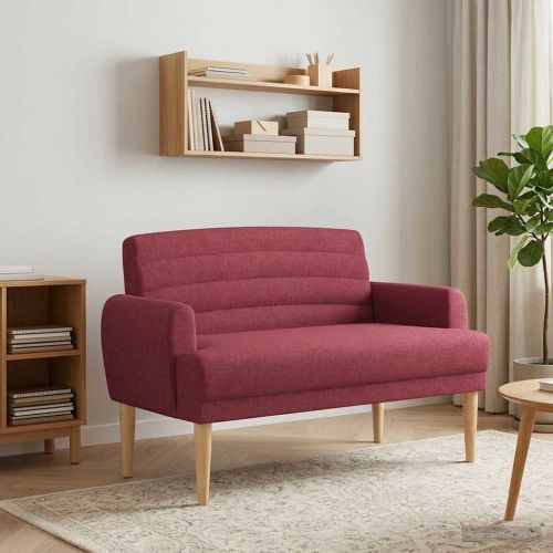 Двуместен диван с копчета Виненочервен 116 x 67 x 80 см Текстил