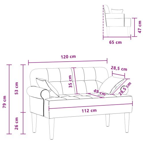 Двуместен диван с копчета Синьо 120 x 65 x 79 см Текстил