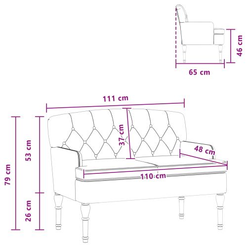 Двуместен диван с копчета Черно 111 x 65 x 79 см Кадифе