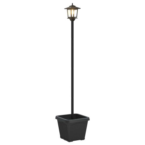 Слънчев стълб с саксия with LED Bulb Черно 32 x 32 x 158 см