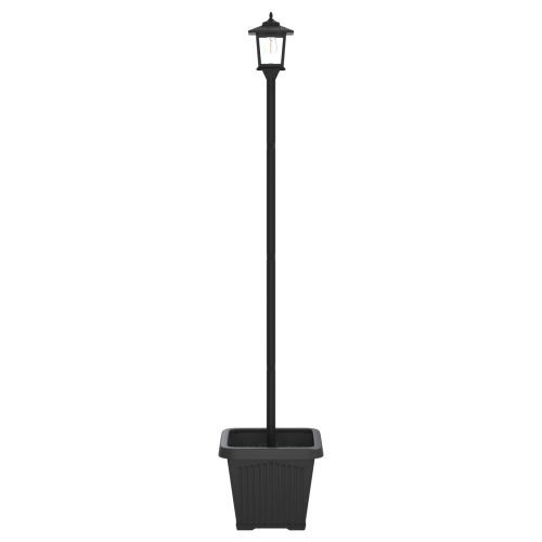Слънчев стълб с саксия with LED Bulb Черно 32 x 32 x 158 см