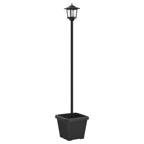 Слънчев стълб с саксия with LED Bulb Черно 32 x 32 x 158 см