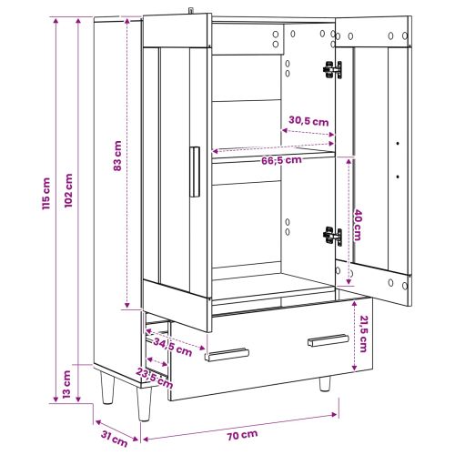 Висок шкаф Дъб артизан 70 x 31 x 115 см Инженерна дървесина