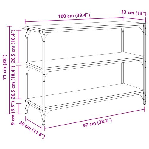 Шкаф за книги 3 нива 100 x 33 x 70,5 см дъб артизан