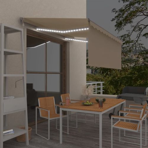 Автоматичен сенник с щора LED сензор за вятър 3,5x2,5 м кремав