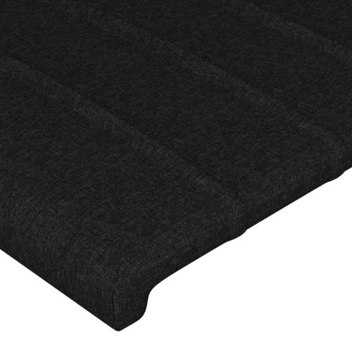 Горна табла за легло с уши, черна, 203x16x118/128 см, плат