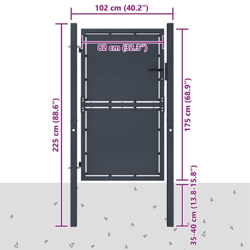 Градинска порта от стомана 100x175 см, антрацит