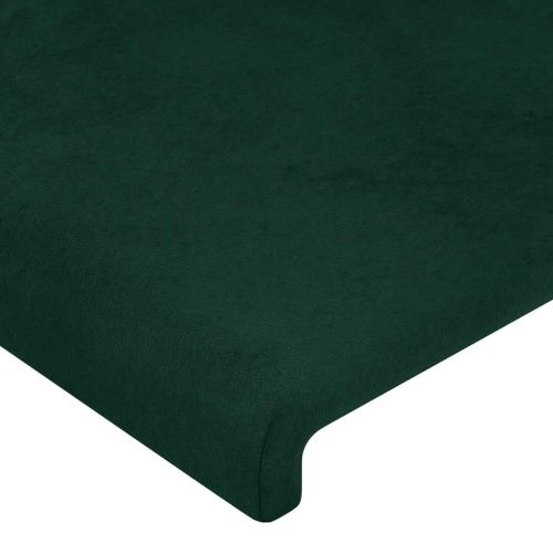 Горна табла за легло с уши, тъмнозелена, 183x23x78/88см, кадифе