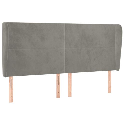 Горна табла за легло с уши, светлосива,183x23x118/128 см,кадифе