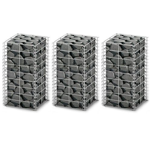 Комплект габиони, 3 бр, поцинкована тел, 25x25x50 см