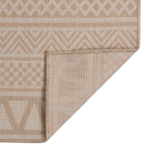 Градински плоскотъкан килим, 100x200 см, кафяви шевици