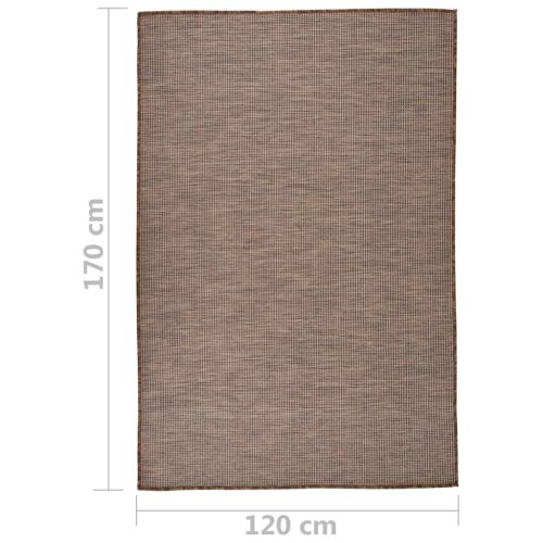 Градински плоскотъкан килим, 120x170 см, кафяв
