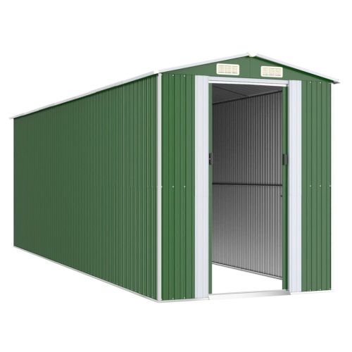 Градинска барака зелена 192x606x223 см поцинкована стомана