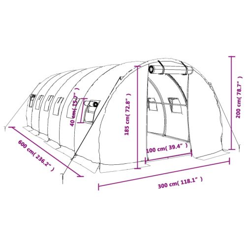Оранжерия със стоманена рамка зелена 18 м² 6x3x2 м