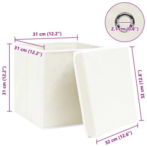 Кутии за съхранение с капаци 4 бр бели 32x32x32 см плат